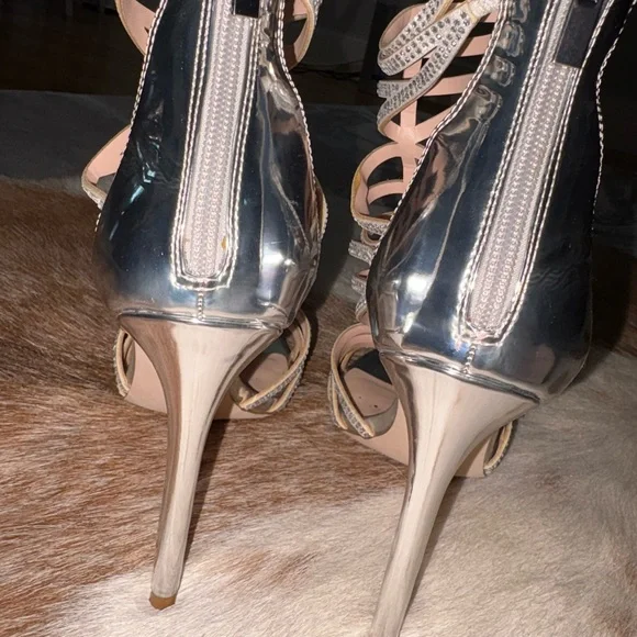 Aldo Silver Strappy High Heel Sandals - Picture 7 of 8